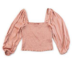 J. CREW Squareneck smocked featherweight satin cropped top size M